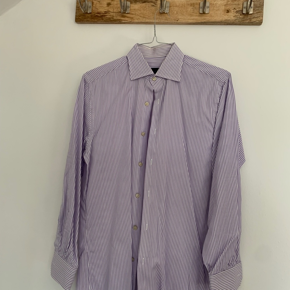 Scott Barber Stripe Dress Shirt M - Purple